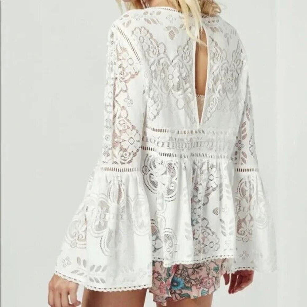 Spell & The Gypsy Collective Designs White Lace Clover Top Blouse Size Small - Picture 8 of 16